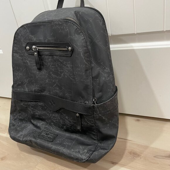 Patricia Nash Coated Linen Canvas Karina Backpack Black Map - Picture 10 of 16